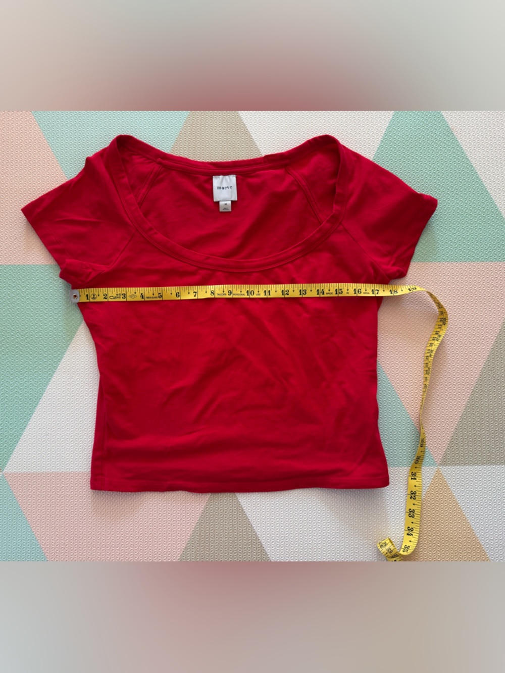 Anthropologie Maeve Cotton Bright Red Scoop-Neck Short Sleeve Tee Size Medium - Picture 4 of 8